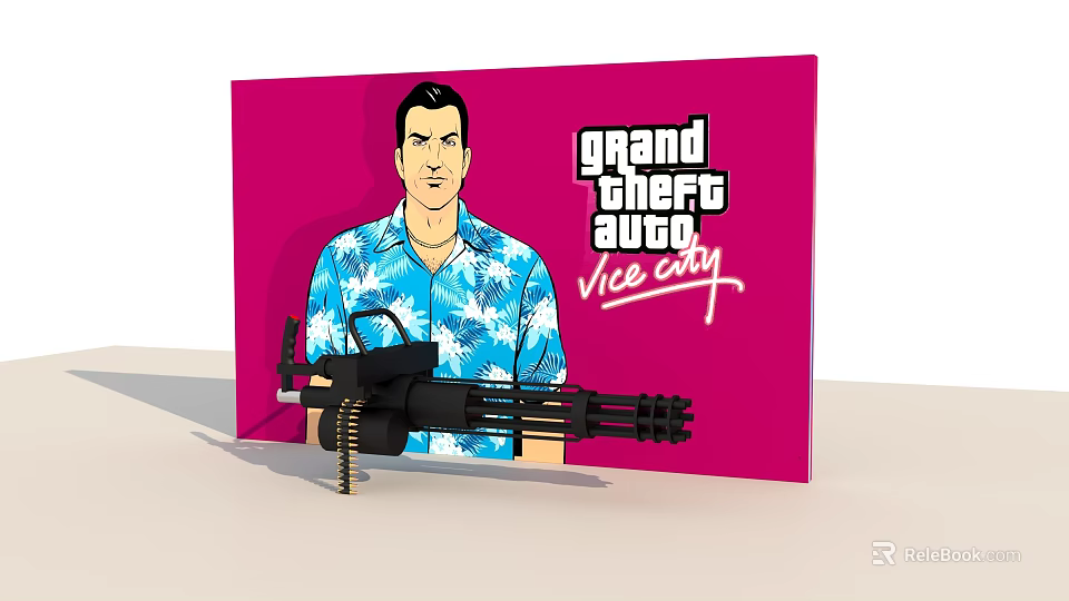Grand Theft Auto Vice City Machine Gun With Floral Shirt Character Design 3d model 