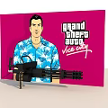 Grand Theft Auto Vice City Machine Gun With Floral Shirt Character Design