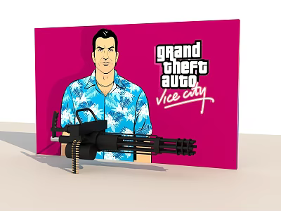 Grand Theft Auto Vice City Machine Gun With Floral Shirt Character Design 3d model