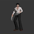 Man In White Tank Top And Gray Pants With Extended Metal Claws Standing
