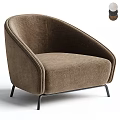 Modern Minimalist Upholstered Single Sofa With Brown Fabric Curved Armrests And Metal Legs