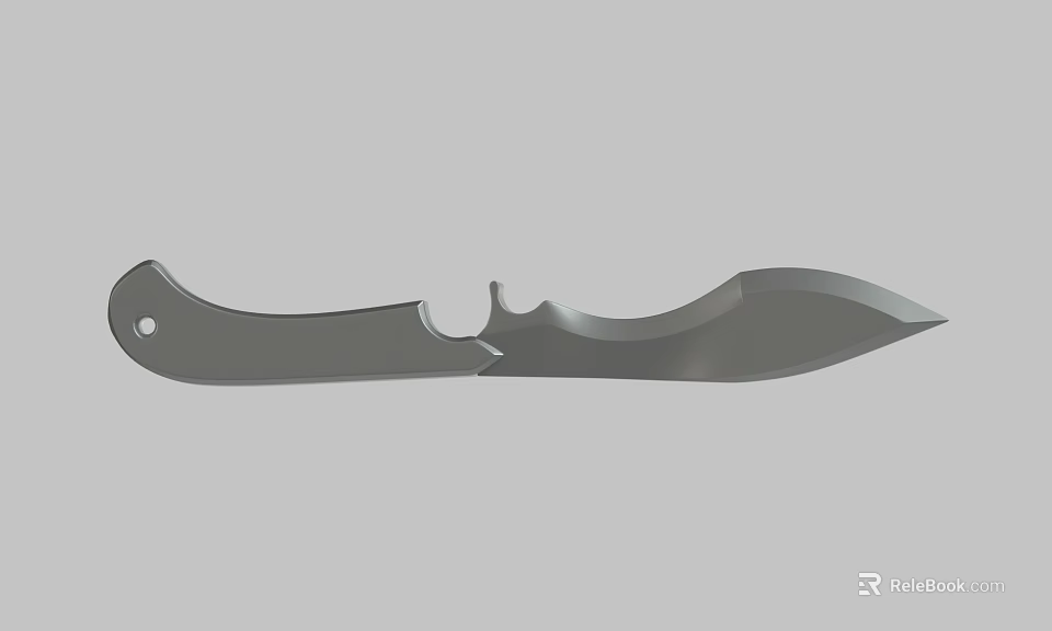 Modern Utility Metal Knife With Curved Blade And Perforated Handle Design 3d model 