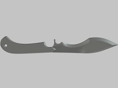 Modern Utility Metal Knife With Curved Blade And Perforated Handle Design 3d model