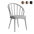 Modern Dining Chairs With Curved Backrest And Upholstered Seat In Natural Wood And Black