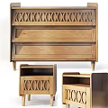 Wooden Dresser With Circular Pattern Design And Multiple Styles In Natural Finish