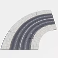 Curved Road Infrastructure With Lane Markings Paved Pavement And Lamp Posts