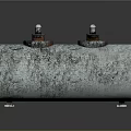 Cylindrical Industrial Tank With Two Bolted Caps On Top Rusted Surface Texture And Metal Stands
