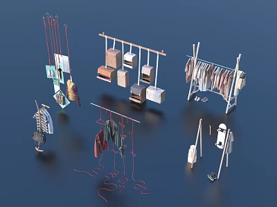 Fashionable Clothes Hanging On Multiple Racks With Diverse Styles And Designs 3d model