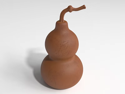 Decorative Gourd Shaped Brown Furniture Ornament With Chinese Character Fu 3d model