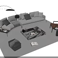 Modern Sofa Coffee Table Set With Beige Sectional Armchair Floor Lamp Rug And Decorative Pillows
