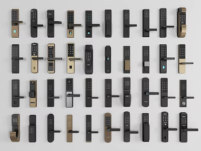 Various Modern Door Handles in Different Styles and Multiple Design Options 3d model