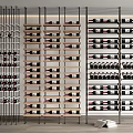 Modern Wine Cabinet With Metal Frames Wooden Shelves Multiple Racks And Organized Wine Storage