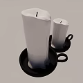 Two White Candles In Black Holders For Minimalist Home Decor Setup 3d model
