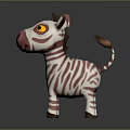 Pink Striped Plush Zebra Toy Character With Yellow Eyes And Standing Posture