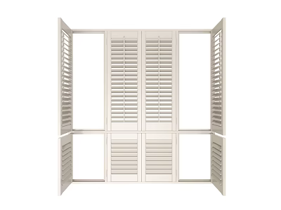 White Indoor Window Shutters With Adjustable Slats For Home Decoration 3d model
