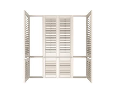 Shutters Bedroom Bay Window 3d model