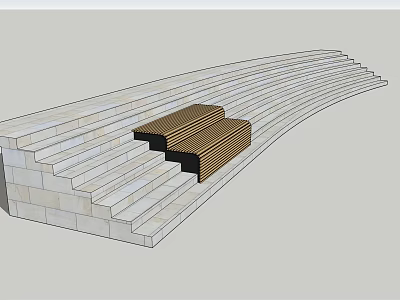 Modern Curved Staircase With Light Colored Steps And Central Dark Decorative Section 3d model