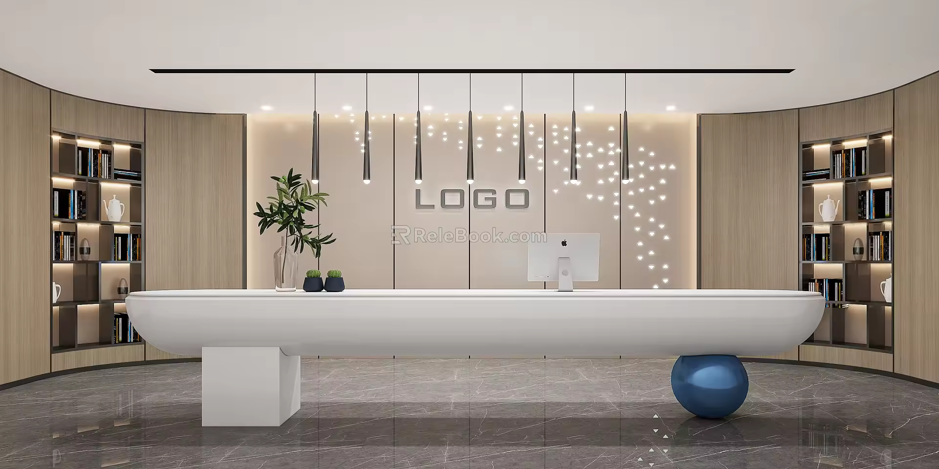 Modern Front Office Front Desk 3d model