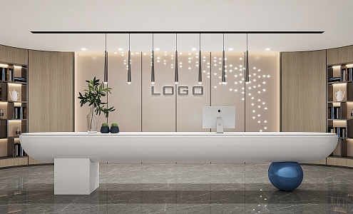 Modern Front Office Front Desk 3d model