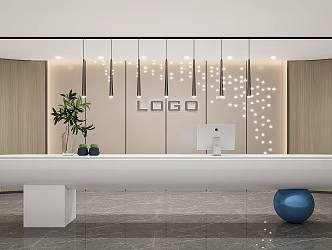 Modern Front Office Front Desk 3d model