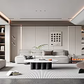 Modern Living Room Interior Design With Light Gray Sofa Coffee Table Rug And Decorative Painting
