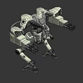 Mechanical Sci Fi Game Movie Character Featuring Multiple Cannons and Metal Legs
