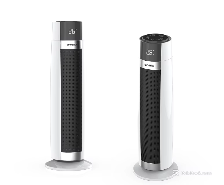Two BEVICO Tower Heaters With Digital Temperature Display And Modern Design Features 3d model 