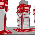 Red Display Pillars for Weilong Latiao with Multi layer Shelves and Floor Mats 3d model