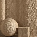 Modern Textured Wooden Wall Surface With Relief Patterns Decorative Sphere And Cube 3d model