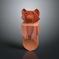 Wooden Bear Sculpture With Geometric Design And Smooth Polished Surface