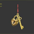 Golden Heart Shaped Padlock and Key Hardware Tools for Security and Decoration