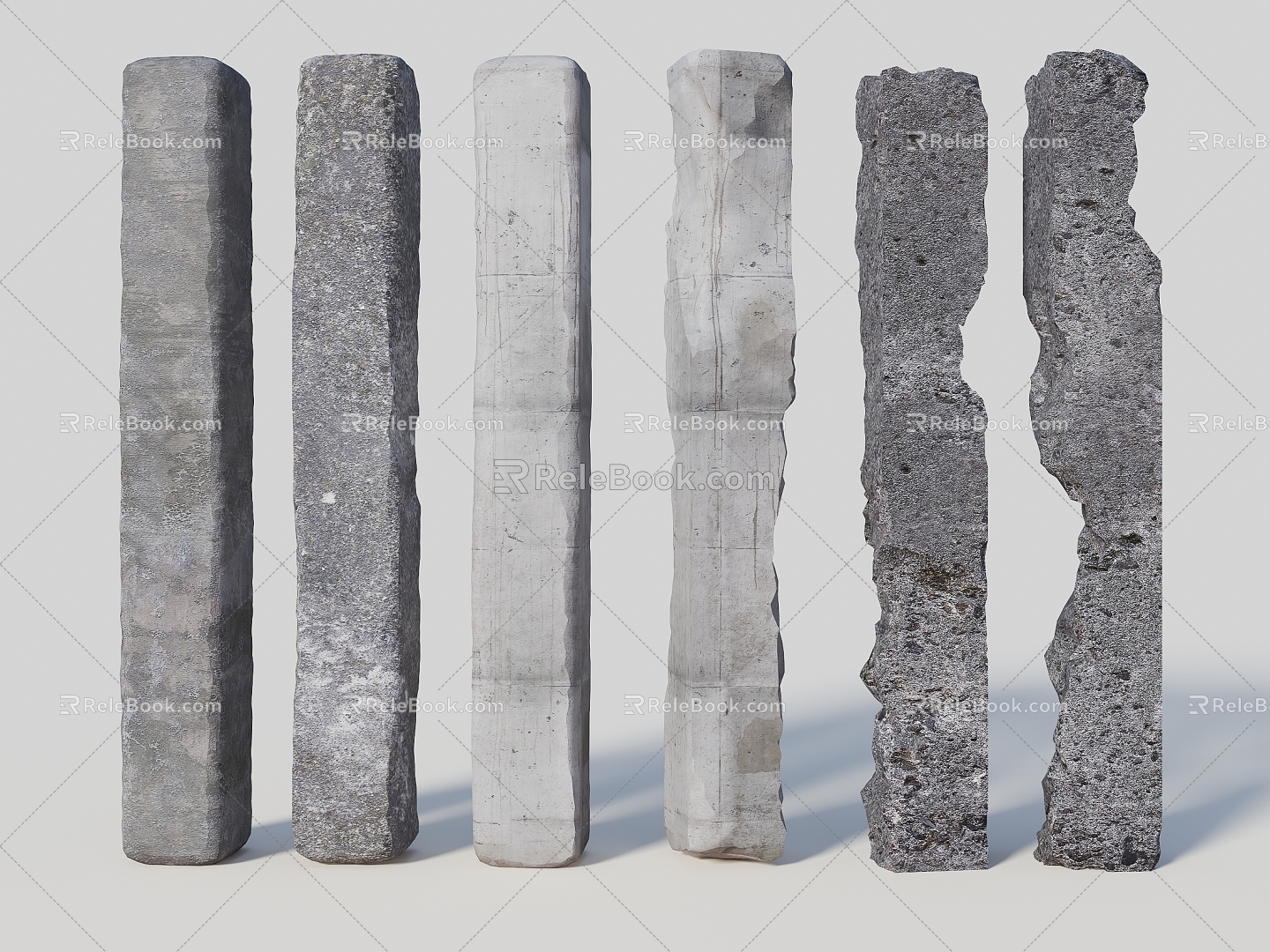 Modern Columns Concrete Columns Cement Columns Damaged Cement Columns Damaged Columns 3d model