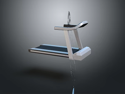 Modern Treadmill With Silver Frame Black Running Belt And Control Panel 3d model