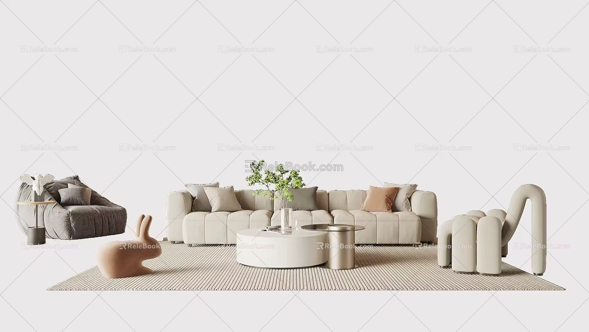 Modern sofa coffee table combination 3d model