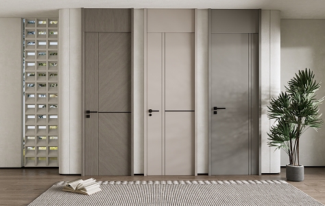 Modern swing door single door bedroom door 3d model