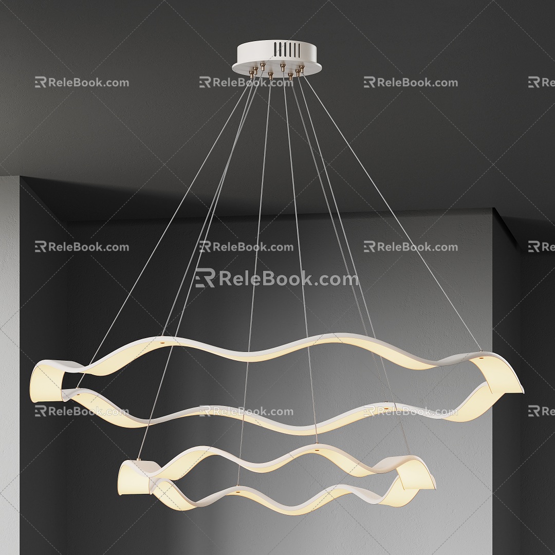 Modern Chandelier Light Luxury Minimalist Cream Style 3d model