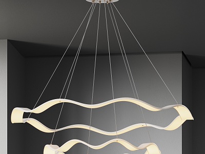 Modern Chandelier Light Luxury Minimalist Cream Style 3d model