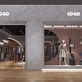 Modern Clothing Store Interior With Window Display Mannequins And Fashionable Apparel Racks
