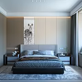 Modern Bedroom Interior Design With Bed Nightstands Zebra Artwork And Soft Rug