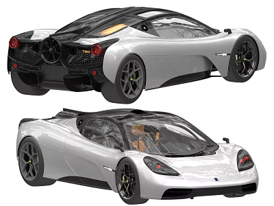 Two White Sports Cars Showcasing Sleek Design From Front And Rear Views 3d model