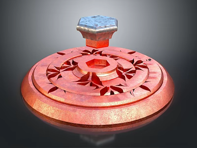 Patterned Metal Equipment Base With Decorative Design And Hexagonal Top Block 3d model