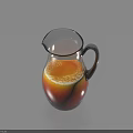 Refreshing orange and red gradient drink in transparent glass pitcher with foam on surface