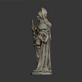 The Man in Armor Holding Scepter with Gold Decorations Standing on Pedestal