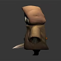 Owl Like Fictional Character In Brown Hooded Cloak Holding Knife With Red Belt
