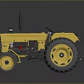 Yellow Tractor Model With Large Wheels And Reflective Surface Design 3d model