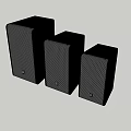 Black Audio Speakers With Three Different Sizes And Mesh Surface Design 3d model