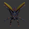 Fantasy Insectoid Character Creature With Vibrant Exoskeleton Multiple Limbs And Metallic Wings