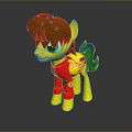 Cute Toy Pony With Brown Mane Yellow Body Red Outfit And Blue Green Tail