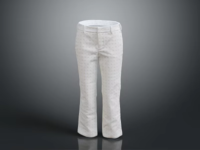 Comfortable White Trousers With Straight Leg Design Classic Waistband Modern Fit Casual Style 3d model