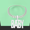 Stylish Silver Chain Necklace With Baby Pendant For Fashionable Clothes